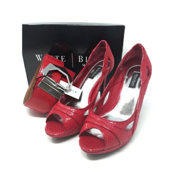 White House Black Market Shoes - White House Black Market Callie Red Snake Print
